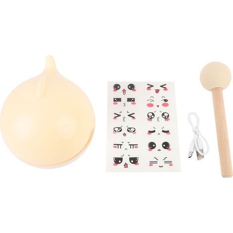 Whale Night Light, Rechargeable Wooden Bedside Lamp with Adjustable Brightness in Fish Shape with Built-in Hammer, Lemon Apricot Color, for Bedroom (1/5)