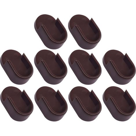 10x Support de tringle ovale 30x15mm en plastique Tube Barre Penderie Dressing Armoire Placard Montage Mural, marron foncé
