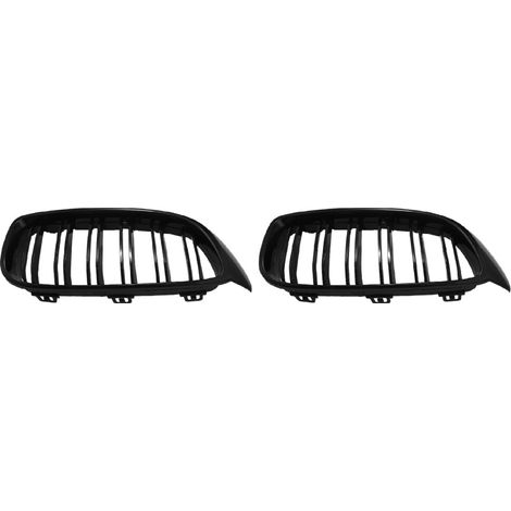 Due griglie anteriori di ricambio per BMW Serie 4 F32, F33, F36, F80 e F82, modello M4 Sport a doppia barra orizzontale, colore nero lucido.