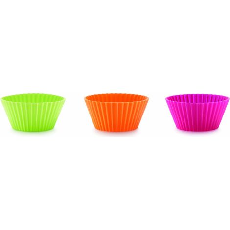 Lékué Classic - Pirottini per muffin, 7 cm, set di 12, colore magenta/arancione/verde (1/4)