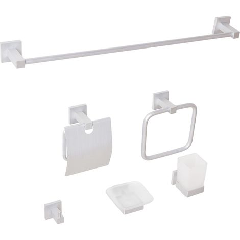 Badaccessoires Set 6-teilig UVITA mit Handtuchstangen und -haken Silber
