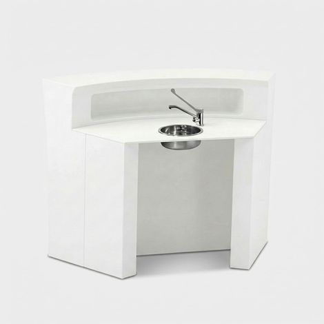 Bancone bar professionale curvo con kit lavamani Hangar60 bianco - Bianco (1/4)