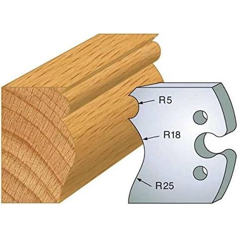 Jeu de 2 Fers Profilés Acier HT 50 x 5,5 mm - N°222 Grain dorge et moulure - Outil de menuiserie - Diamwood (1/2)