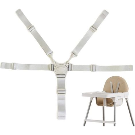 2 Stück 5-Punkt-Babysicherheitsgurt, verstellbarer Hochstuhlgurt für Babyhochstühle, universelle Hochstuhlbefestigung, Kinderwagenbefestigung (Grau) (1/5)