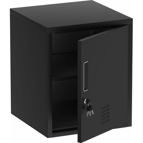 Armoire de Rangement en métal avec Porte verrouillable et étagère réglable pour la Maison, Le Bureau, la Salle de Classe, l'atelier (Noir) (1/5)