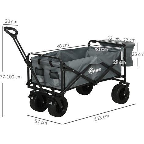 Bollerwagen mit Kühltasche, klappbar, Stahlrahmen, bis 100 kg, 113x57x77-100 cm, Dunkelgrau (1/5)