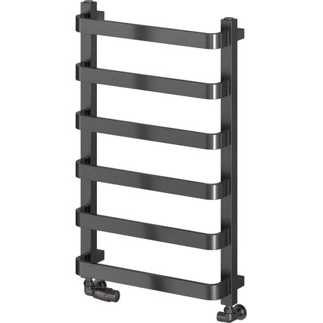 Reina Flora Designer Heated Towel Rail 800mm H x 500mm W Brushed Gun Metal (1/3)