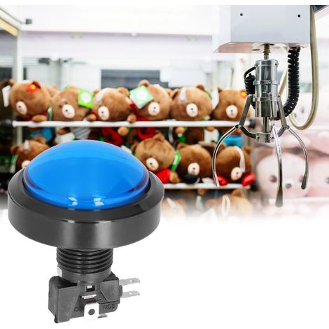 Interrupteur à bouton convexe 60mm avec voyant LED pour machine à grue et console de jeu - Bleu (1/5)