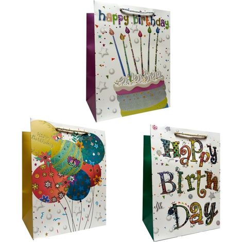 Sacchetto regalo di compleanno taglia M con fondo largo misto