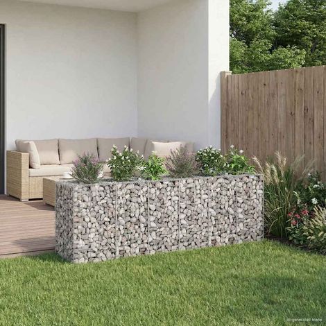 Gabionen Hochbeet 2 pcs Silber 250 x 50 x 80 cm