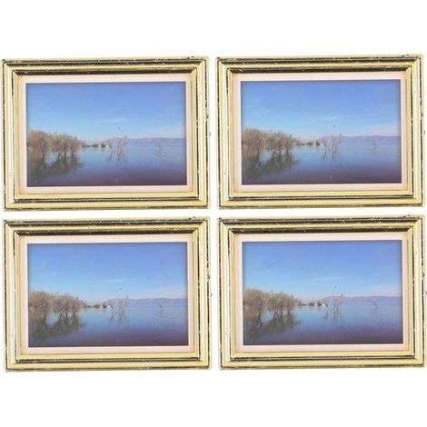 Cadre photo miniature réaliste 1:12, lot de 4 tableaux à l'huile muraux pour maison de poupée, décoration type 2 (1/5)