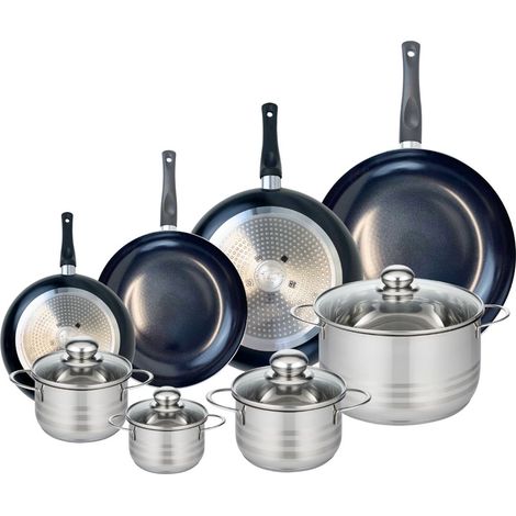 Ensemble de 4 Poêles de cuisson 20, 24, 28 et 32 cm et 4 faitouts 12, 14, 16 et 24 cm Elo Prima Brillant (1/5)