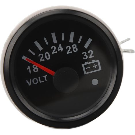 Voltmètre 52 mm CC 9 à 32 V, haute précision, réponse rapide, à aiguille rétroéclairée, pour camping-cars, yachts, bateaux de pêche et navires. Cadran et lunette noirs. (1/5)