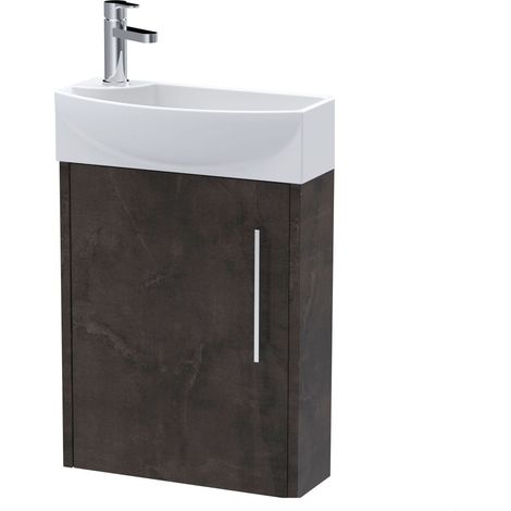 Winshill Contemporary 1 Door Right-Hand Wall Hung Cloakroom Vanity Unit with Basin, Metallic Slate, 440mm