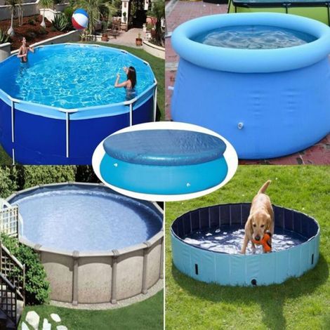 LAN Abri de Piscine Rond 244cm - Cadre de Couverture de Soleil en Métal et Prisme Easy Set - Couverture en Polyéthylène Résistant (1/5)