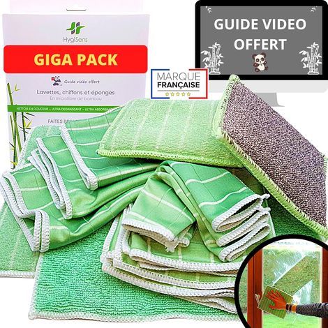 Pack of 10 Cloths, XXL Bamboo Microfiber, Washable, Reusable, Streak-Free, for Car and Home Windows (1/5)