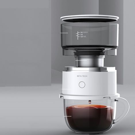 Cafetière à Filtrer Portable Mini 100×101,5mm, Extracteur de Café Automatique avec Filtre Inox 304 et Réservoir Tritan 160ml (1/5)