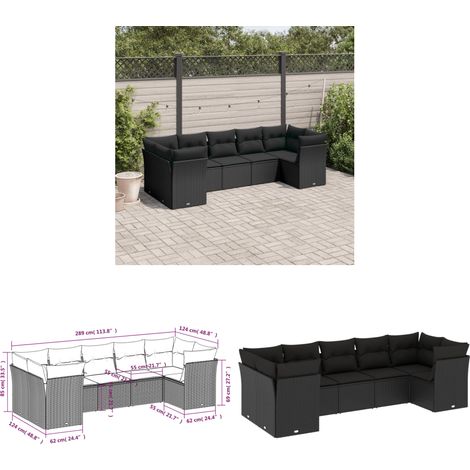 Salon de jardin 7 pcs avec coussins noir résine tressée - Salon De Jardin - Canapé Extérieur - Meuble De Jardin - Ensemble Salon De Jardin - Mobilier De Jardin - Home & Living (1/3)