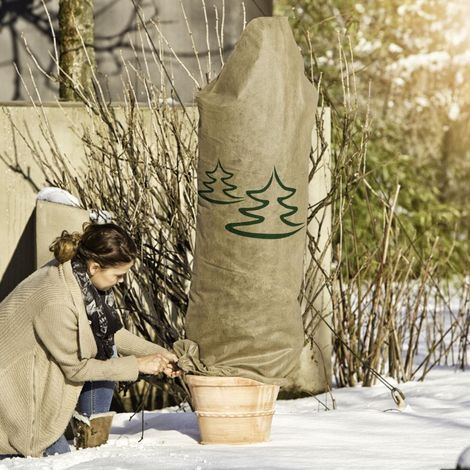 windhager Deko-Haube Protect L 0,6 x 1,8 m, beige mit Tannenmotiv Schutzvlies