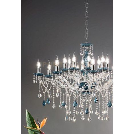LAMPADARIO DAMASCO 8 LUCI OTTANIO E CROMO ATTACCO E14 D.82CM