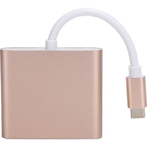 Adaptateur USB-C 3-en-1 Hub 3.1 avec Port HDMI 4K et Finition Or Rose (1/5)