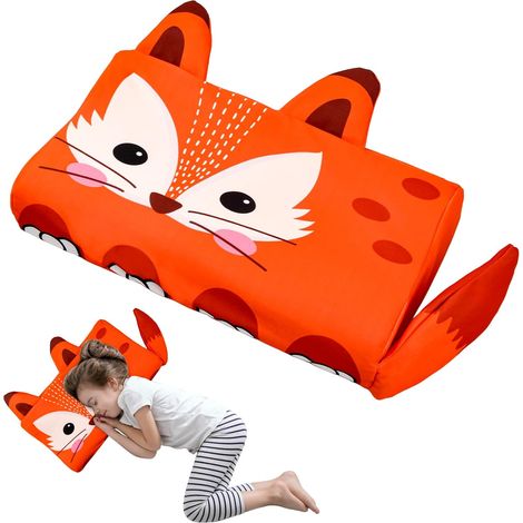 Oreiller pour enfant en mousse à mémoire de forme, oreiller pour berceau, housse de coussin incluse, oreiller pour enfant, oreiller de sieste pour enfant, unisexe pour garçons et filles (renard) (1/5)