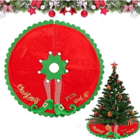 Jupe d'arbre de Noël elfe, couverture de base d'arbre de Noël, grande jupe d'arbre 120 cm, couverture de base d'arbre 48, jupe d'arbre de Noël en peluche (1/5)