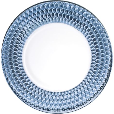 assiette de présentation blue, magnifique assiette filigrane avec accent bleu, verre de cristal (1/5)