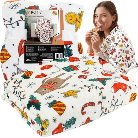 Weihnachtsdecke 150 x 200 cm weiches polyester wei