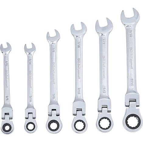 Bgs Technic – Jeu de 6 clés mixtes à cliquet réversibles – Tête flexible 180° – Angle de reprise 5° – 72 dents pour accès en espaces confinés (1/3)