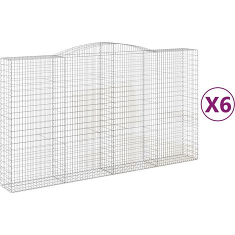 Paniers à gabions arqués 6 pcs  Mur en gabion 400x50x220/240 cm Fer galvanisé