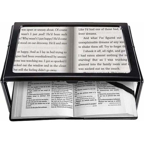 A4 Pleine Page Loupe de Lecture Loupe Sur Pied Rectangulaire Mains Libres avec 12 LED Lampe Lentille de Grossissement 2.5X pour Lire pour les Personnes âgées Les Aînés et Les Malvoyants (1/5)