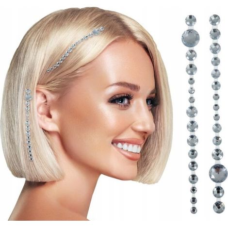 Pegatinas Joyería Cristales Plata Diamantes Adorno para el cabello Carnaval
