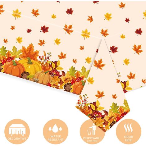 Nappe De Table Jetable - Feuilles D'érable - Pour Fête D'Action De Grâce Et Événements Festifs - 137 x 274 cm - 1 Pièce (1/3)