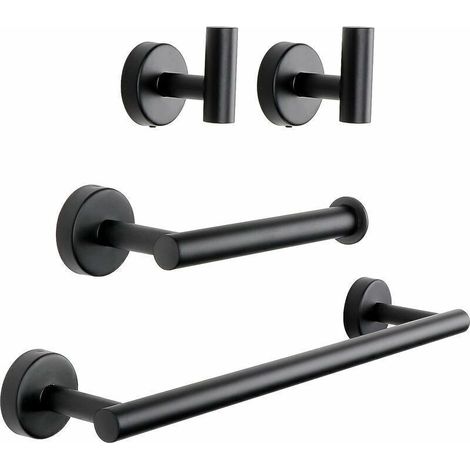Set di accessori per il bagno in 4 pezzi, bagno nero opaco, da (1/4)