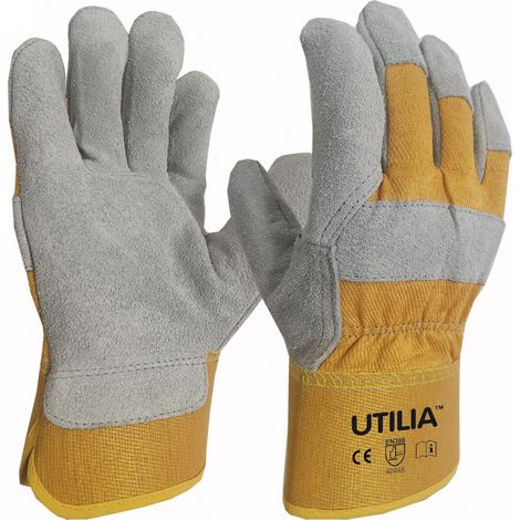 Utilia GUANTI IN PELLE CROSTA BOVINA  tg. 11 dorso giallo 12.00 paia