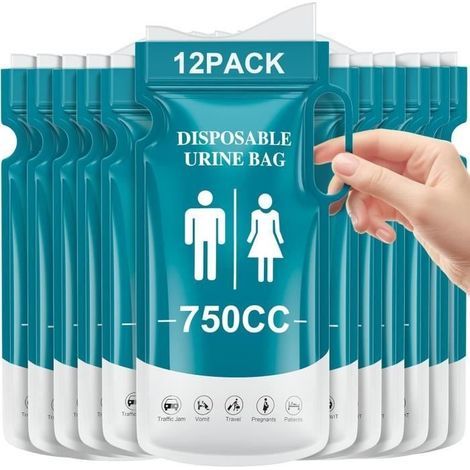 12er-Packung tragbare Einweg-Urinale – Notfall-Urinbeutel mit absorbierendem Gel – Reisetasche für Männer und Frauen (1/4)