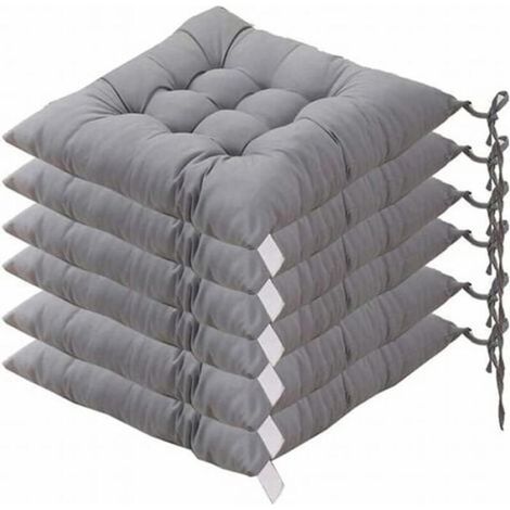 6 Coussins de Chaises Carrés 40x40 Coussins de Siège Décoration Maison Coussin Mat - Idéal pour intérieur et extérieur (Gris) (1/5)