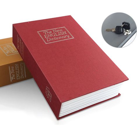 Boîte De Sécurité En Forme De Livre - Boîte Cachée Avec Serrure À Clé Et Code - Pour Maison Bureau Voyage - Rouge - 1 Pièce (1/2)