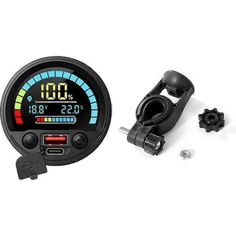 Indicateur de capacité de batterie CC 8V-30V Plomb-acide Lithium LiFePO4 Voltmètre pour voiture et moto 12V 24V Guidon (1/5)