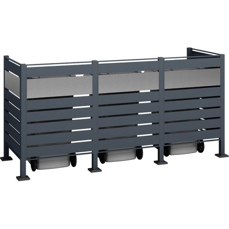 Westmann Habillage métallique pour conteneur à déchets Planum 3x240 L Anthracite Mix 250x90x120 cm (1/5)