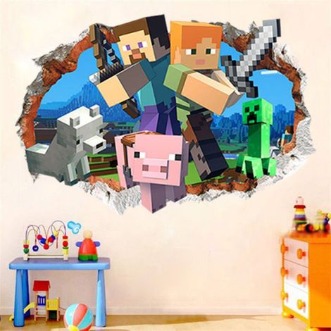 Autocollant mural - - Style 3 - Effet 3D réaliste - Multicolore - Auto-adhésif pour chambre enfant