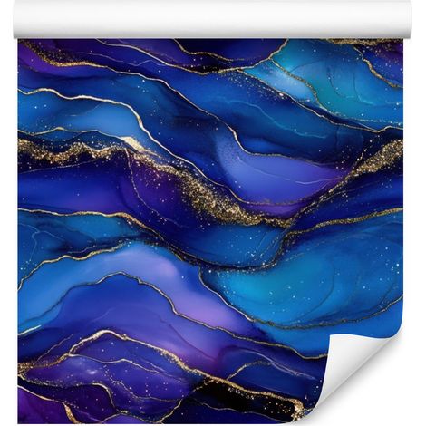 Papel pintado azul tinta, azul marino, índigo y violeta 50x1000 cm (1/5)