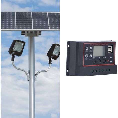 Solarladeregler mit LCD-Bildschirm, automatischer 12V/24V-Erkennung, 30A (1/5)