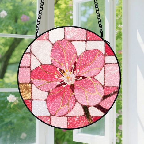 Suspension en vitrail, attrape-soleil coloré minimaliste élégant, décoration jardin intérieur, cadeau Noël pour femme, homme, famille 9cm (1/5)