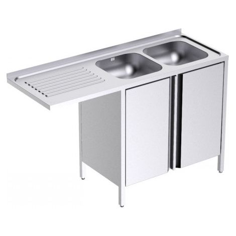 Plonge avec Bâti 2 Portes et Espace pour Lave-Verres 1350x500 mm - Distform