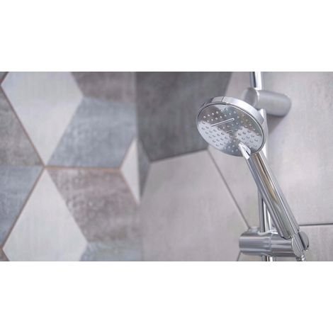 Ensemble de douche Leste rond chromé à fixation murale avec barre (1/2)