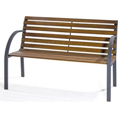 Banc New York en me'tal peint et lattes de bois de couleur naturelle Banc 122x60x80 cm pour jardins, parcs et espaces verts
