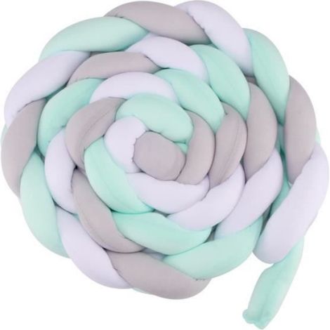 Tressée Tour De Lit Bébé Berceau Tissé À La Main Noué en Peluche Tressé en Peluche Coussin Bumper Lit Noué Oreiller 2M (1/4)