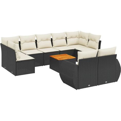 Maison Exclusive - Set Divani da Giardino 10pz con Cuscini in Polyrattan Nero